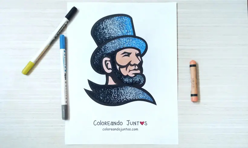 Drawing of Abraham Lincoln colored by Coloring Together