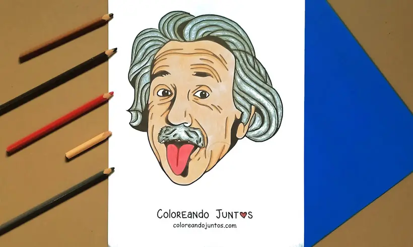 Drawing of Albert Einstein colored by Coloring Together