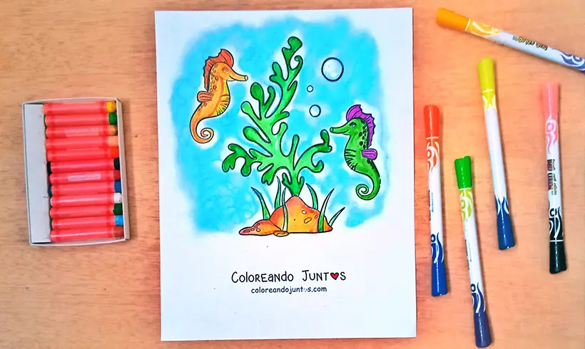 Seaweed drawing colored by Coloring Together