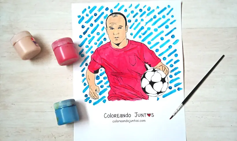 Drawing of Andres Iniesta colored by Coloring Together
