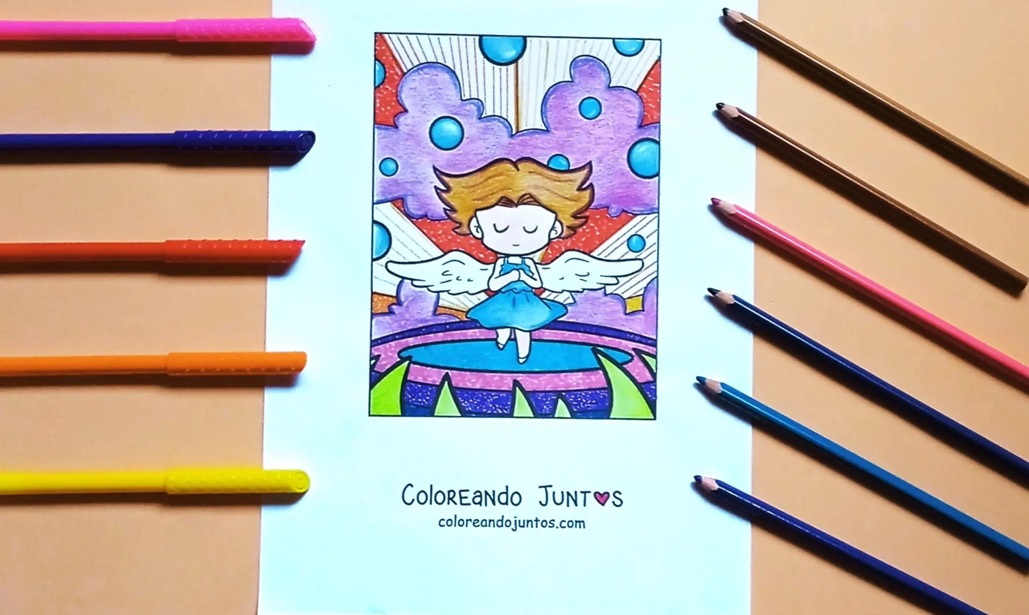 Angel drawing colored by Coloring Together