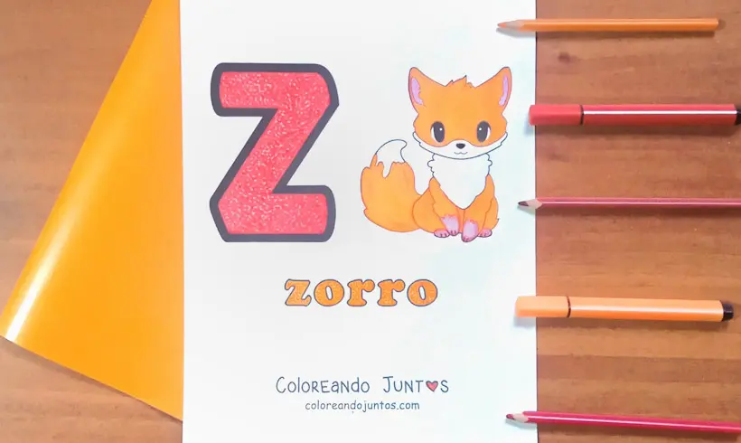 Drawing of the letter Z from the animal alphabet colored by Coloring Together