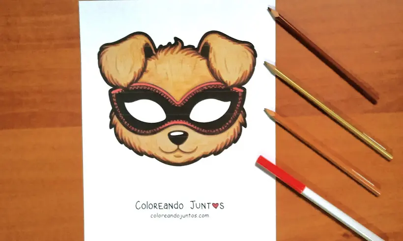 Drawing of a dog mask colored by Coloring Together