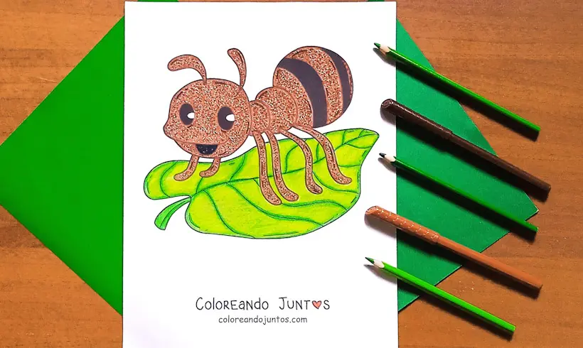 Drawing of an ant colored by Coloring Together