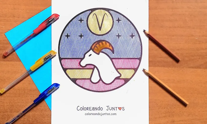 Aries sign drawing colored by Coloring Together