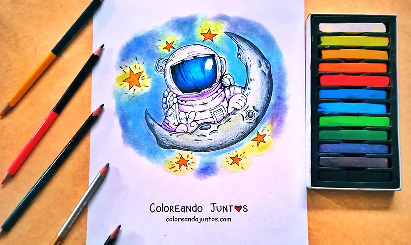 Drawing of an astronaut colored by Coloring Together