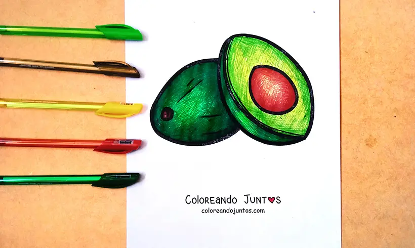 Avocado drawing colored by Coloring Together