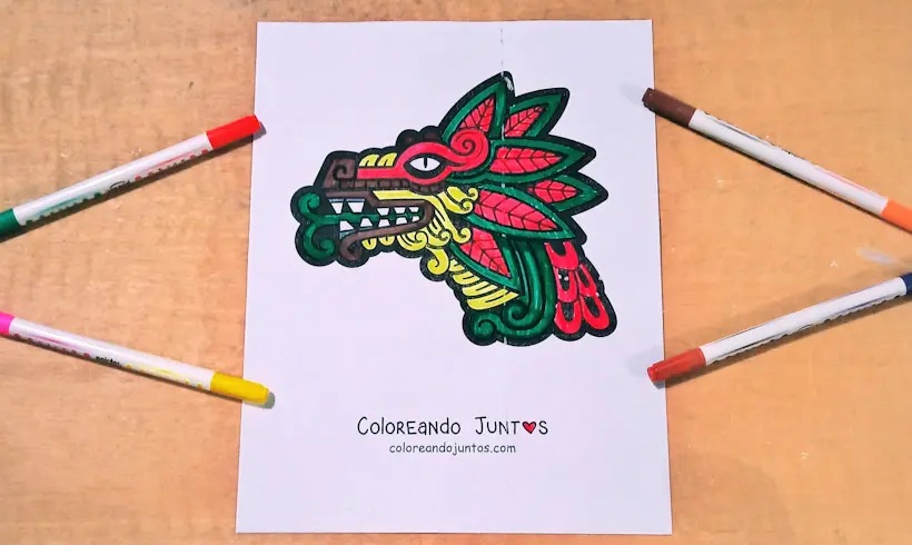 Aztec culture drawing colored by Coloring Together