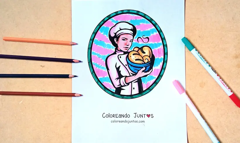 Drawing of a baker colored by Coloring Together