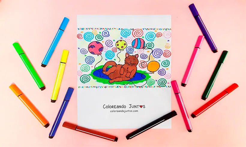 Drawing of balloons colored by Coloring Together