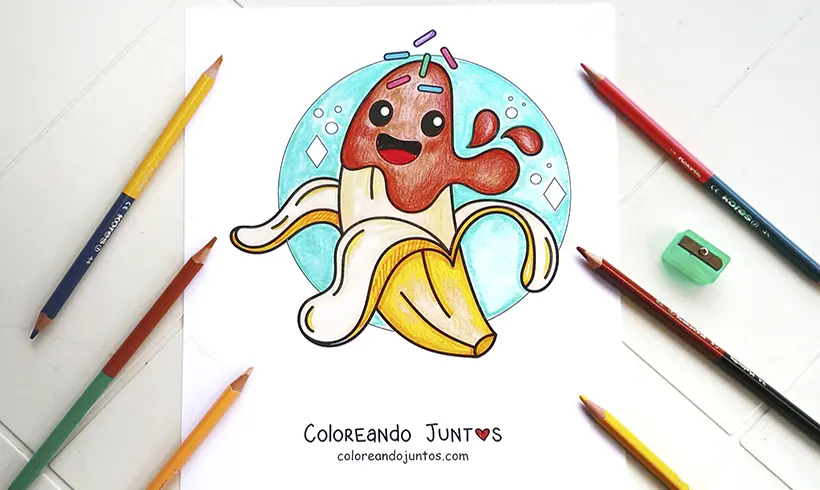 Banana drawing colored by Coloring Together