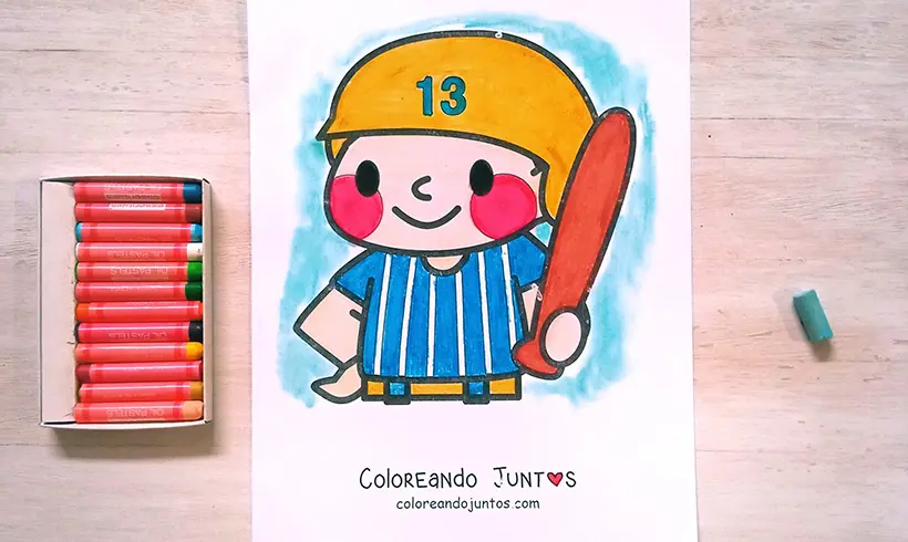 Baseball drawing colored by Coloring Together