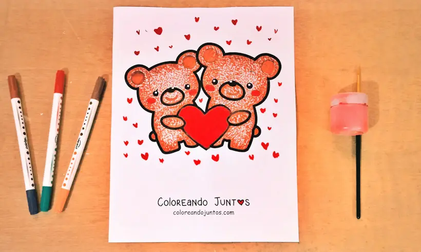 Bears in love drawing colored by Coloring Together