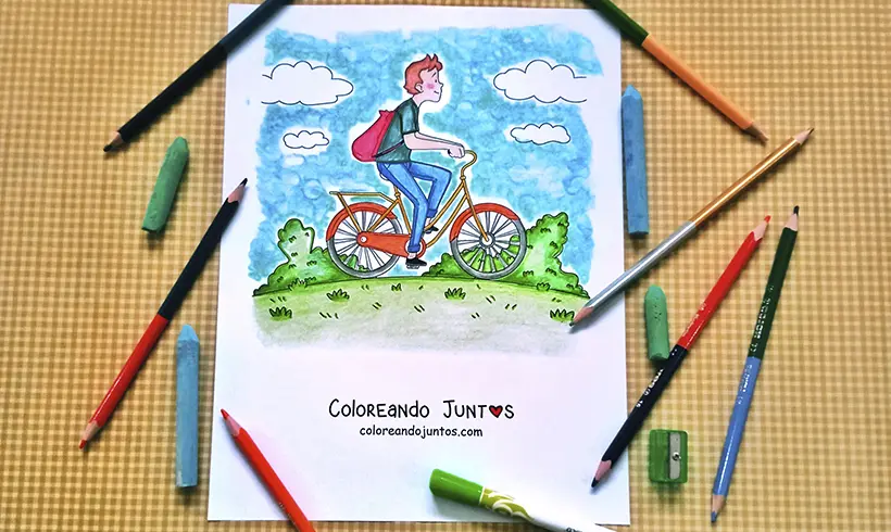 Bicycle drawing colored by Coloring Together