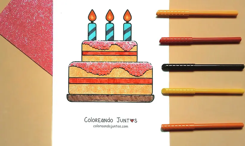 Drawing of a birthday emoji colored by Coloring Together