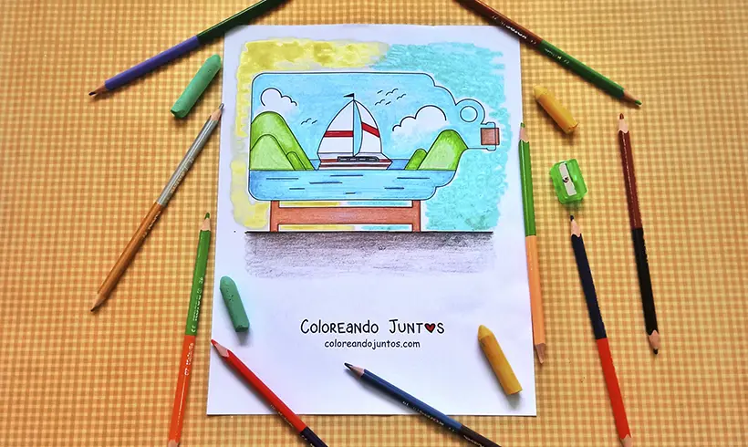 Boat drawing colored by Coloring Together
