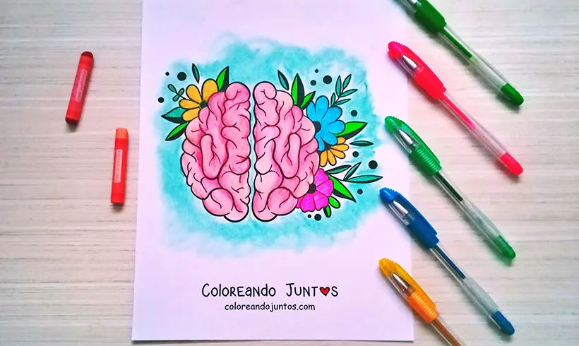 Drawing of a brain colored by Coloring Together