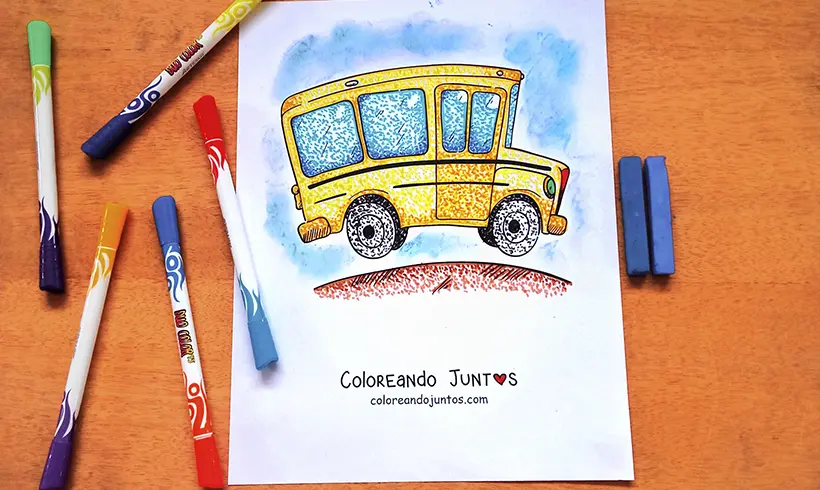 Bus drawing colored by Coloring Together