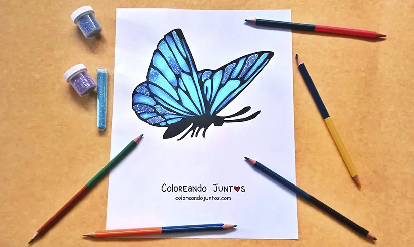 Butterfly drawing colored by Coloring Together