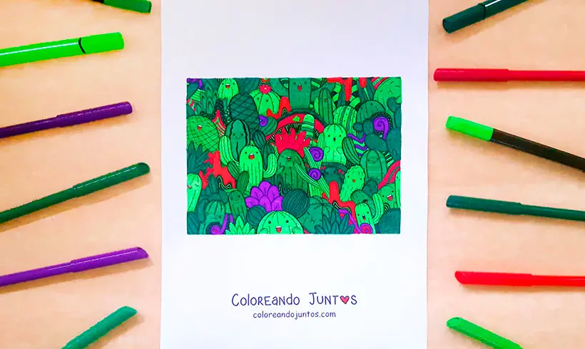 Cactus drawing colored by Coloring Together