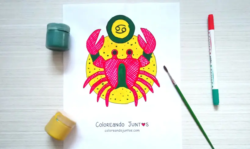 Cancer sign drawing colored by Coloring Together
