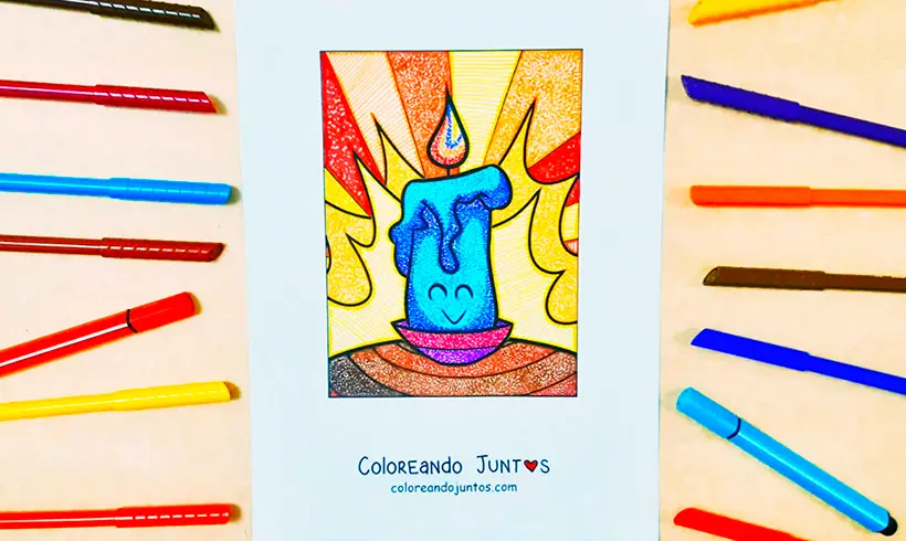 Candle drawing colored by Coloring Together