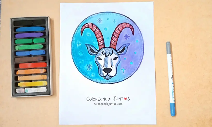 Capricorn sign drawing colored by Coloring Together