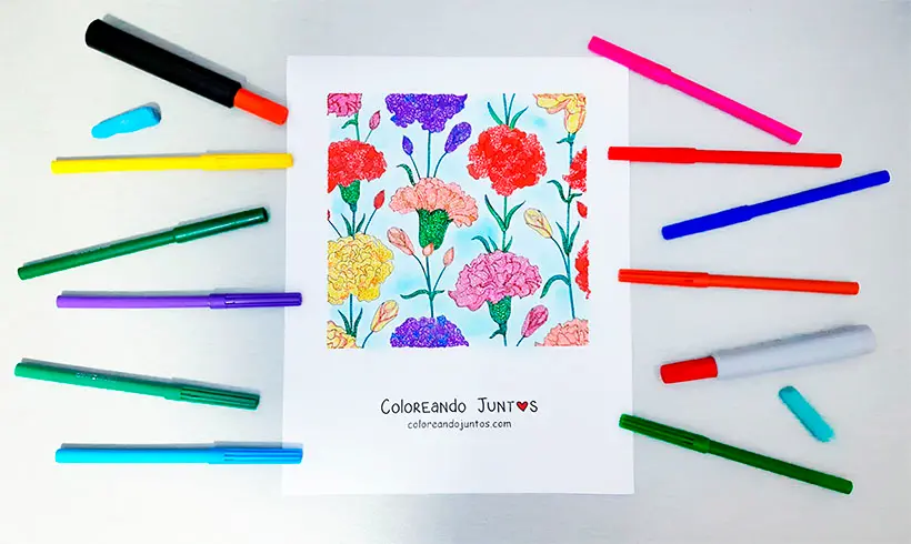 Drawing of a carnation colored by Coloring Together