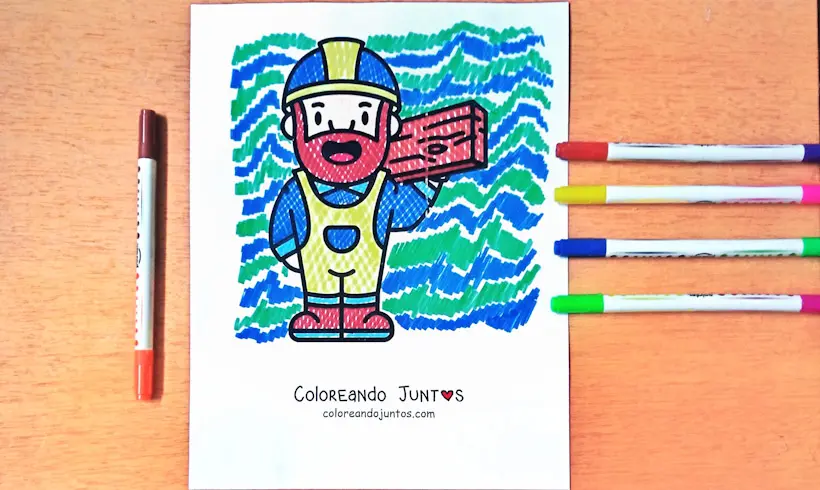 Drawing of a carpenter colored by Coloring Together