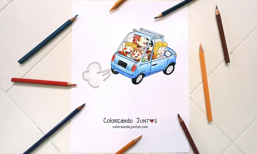Car drawing colored by Coloring Together
