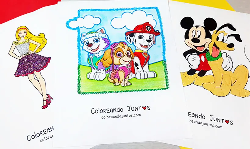 Cartoon drawings colored by Coloring Together