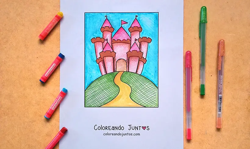 Drawing of a castle colored by Coloring Together
