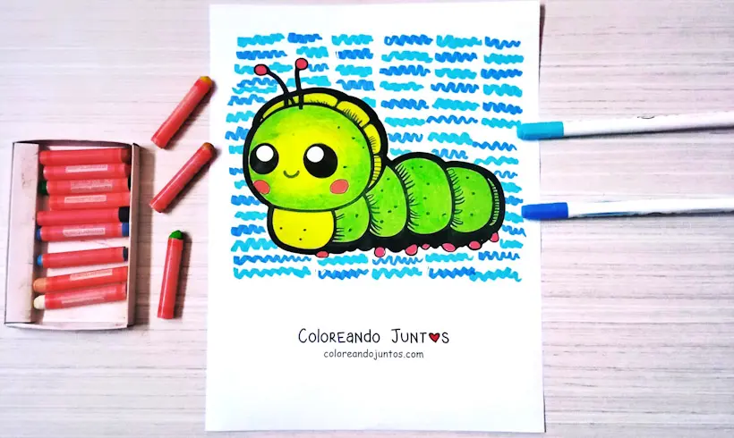 Caterpillar drawing colored by Coloring Together