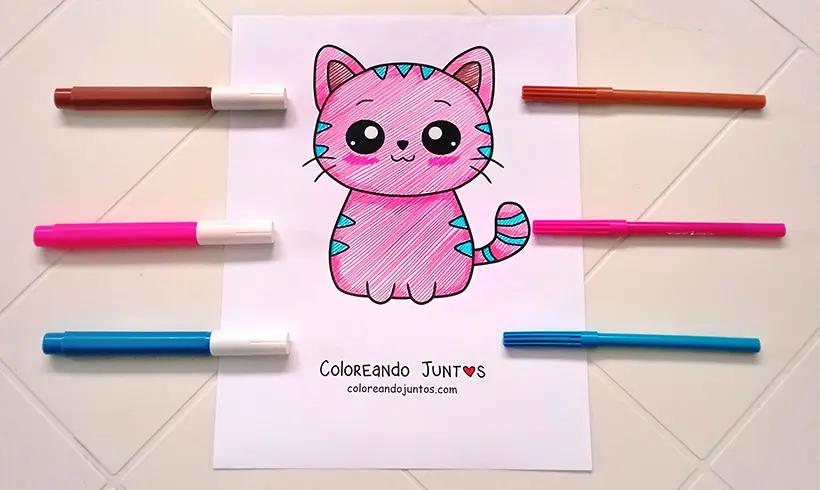 Cat drawing colored by Coloring Together
