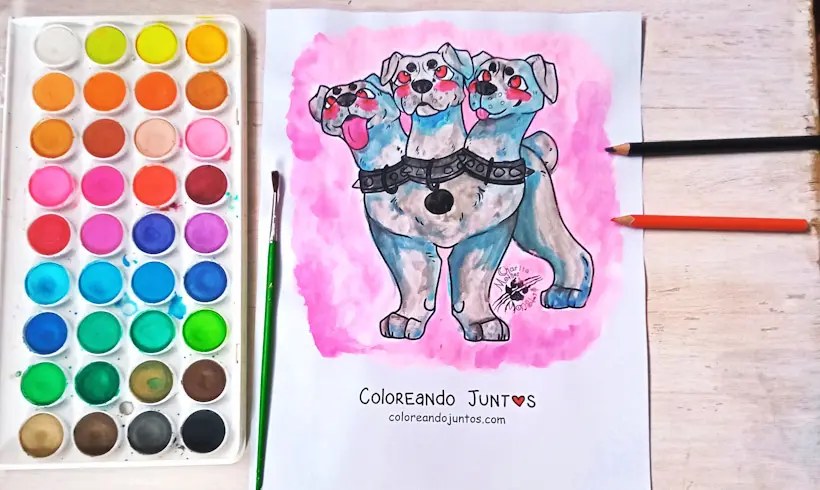 Drawing of Cerberus colored by Coloring Together