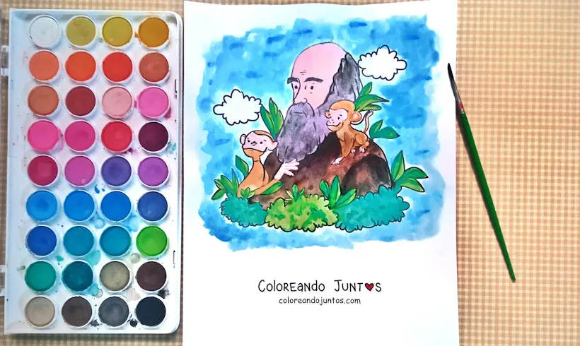 Drawing of Charles Darwin colored by Coloring Together