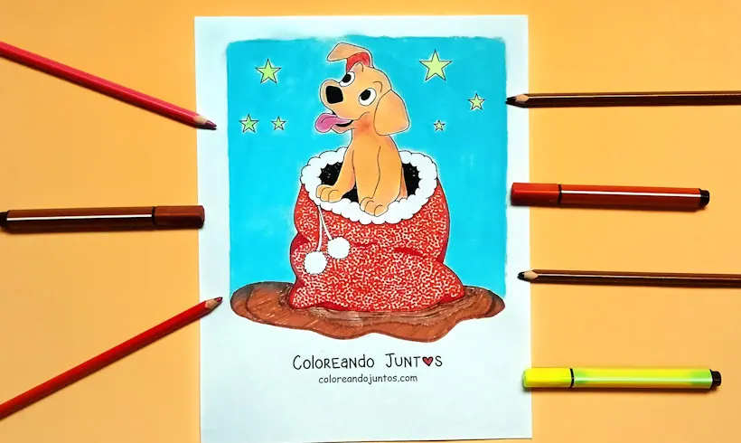 Drawing of a Christmas animal colored by Coloring Together