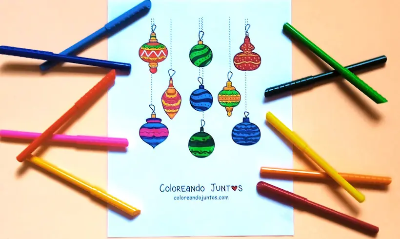Christmas ornaments drawing colored by Coloring Together