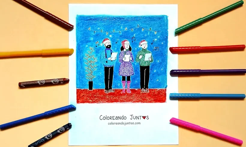 Picture of a Christmas carol colored by Coloring Together