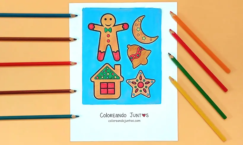 Drawing of Christmas cookies colored by Coloring Together