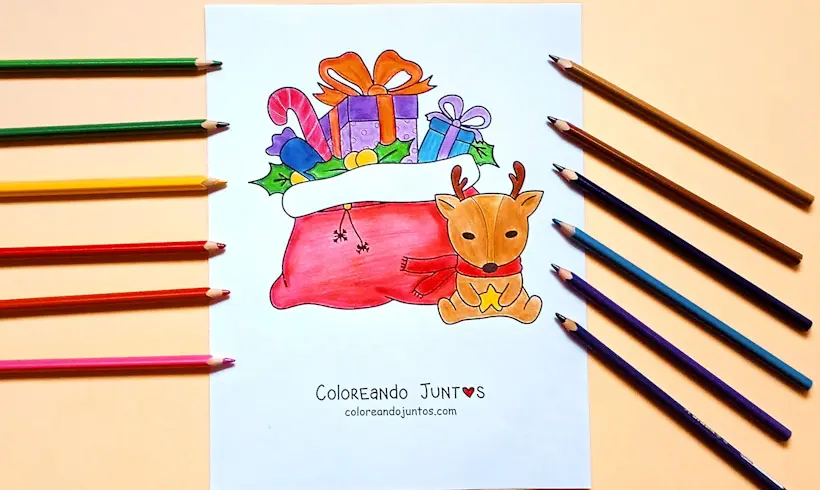 Drawing of Christmas gifts colored by Coloring Together