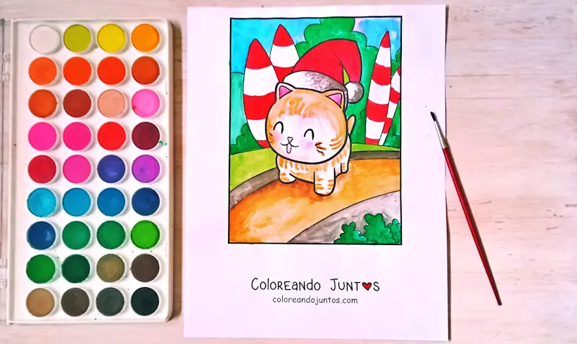 Drawing of a Christmas hat colored by Coloring Together