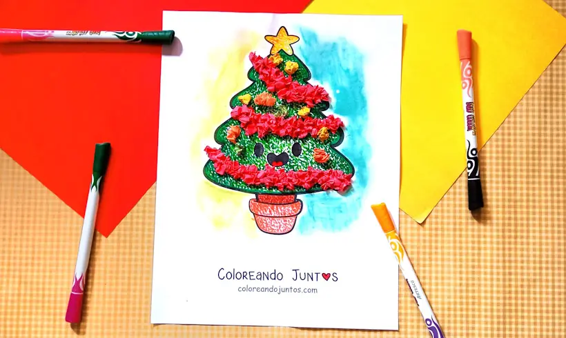 Drawing of a Christmas tree colored by Coloring Together