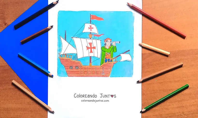 Christopher Columbus drawing colored by Coloring Together