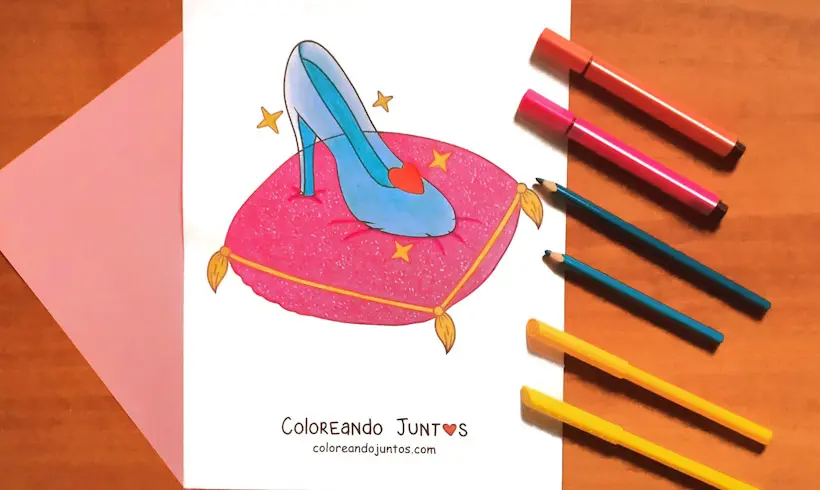 Drawing of Cinderella's slipper colored by Coloring Together