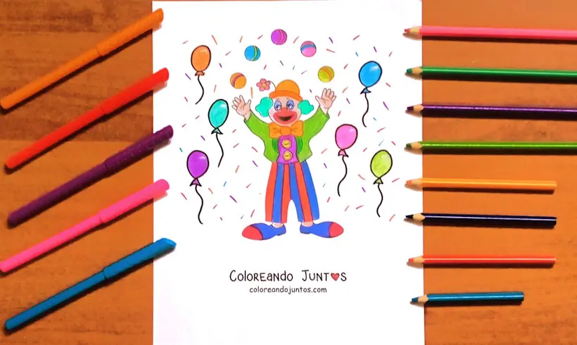 Drawing of a circus clown colored by Coloring Together