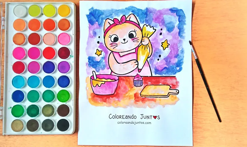 Drawing of a chef colored by Coloring Together