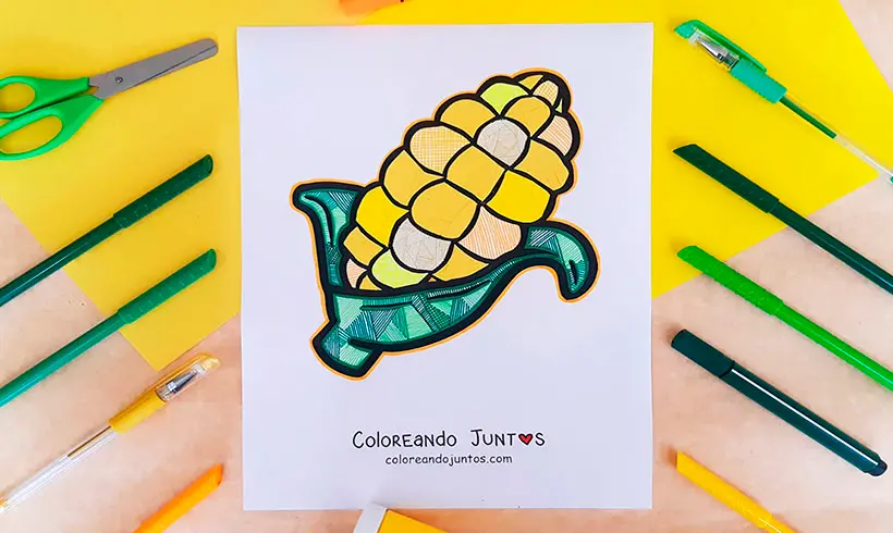 Corn drawing colored by Coloring Together