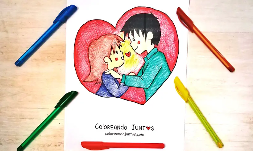 Drawing of a couple colored by Coloring Together