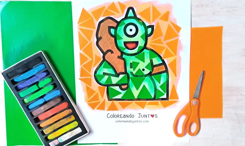 Drawing of a Cyclops colored by Coloring Together